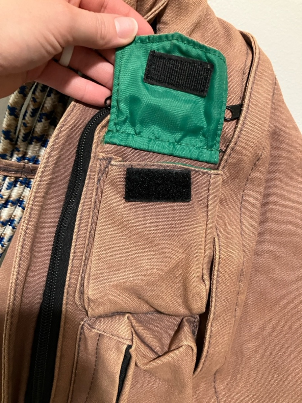 Kavu Tan Canvas Sling with Blue-White Braided Strap - Picture 2 of 11